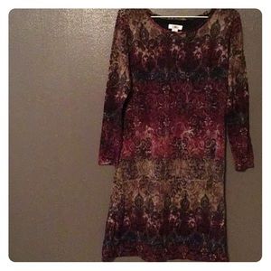 Purple Midi Dress With Long Sleeves